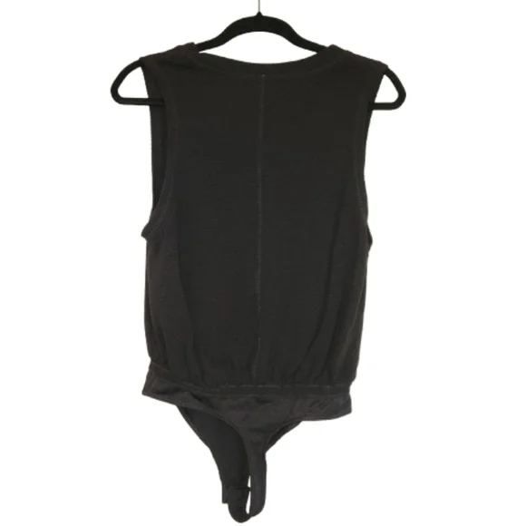 Intimately Free People Peek Aye Henley Black Bodysuit Size XS Textured Thong - Picture 3 of 11